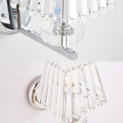 Glittering Crystal Craftsman Wall Light Bedroom Single Light Contemporary Sconce in Chrome