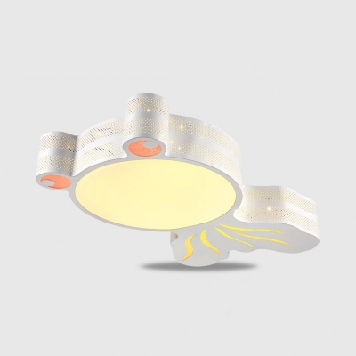 Lovely Goldfish LED Flush Ceiling Light Metal Stepless Dimming/White Ceiling Lamp in White Finish for Teen