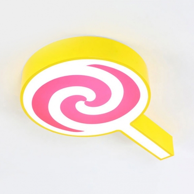 Metal Lollipop LED Flush Mount Light Cartoon Stepless Dimming/Third Gear/White Lighting Ceiling Light in Blue/Pink/Yellow