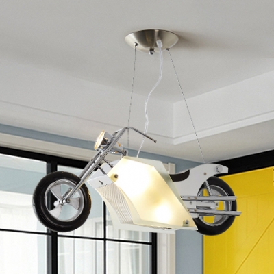 Metal Motor Shape Pendant Light Contemporary Cool Hanging Light in White for Boys Bedroom Teen