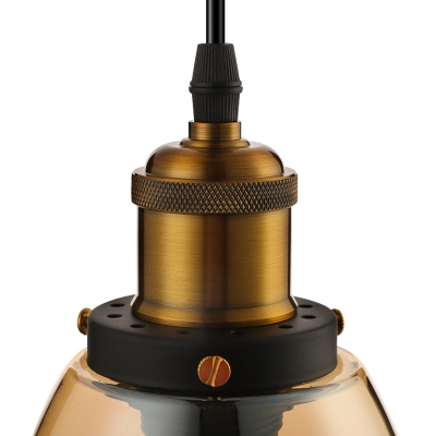 Mini Dome Shade Amber Glass LED Pendant Light in Industrial Style