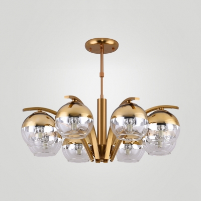 Modern Style Orb Hanging Light Clear Glass & Metal Gold/Silver Chandelier for Dining Room Kitchen