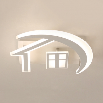 White Furniture LED Ceiling Mount Light Contemporary Acrylic Warm/White Flush Light for Child Bedroom