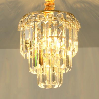 Bedroom Clear Crystal Suspension Light Metal 1 Light Modern Elegant Gold Mini Chandelier