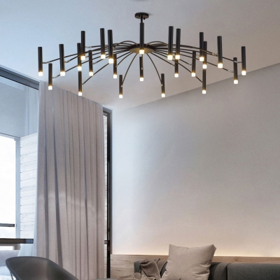 Spider Living Room Chandelier Metal 24 Lights Nordic Simple Hanging Light in Black/Rose Gold