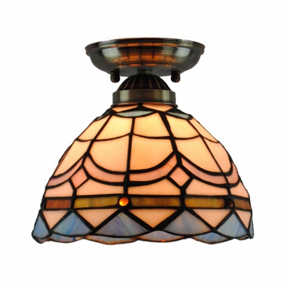 Glass Blossom/Mediterranean/Victorian Ceiling Lamp 1 Bulb Tiffany Flush Mount Light for Stair