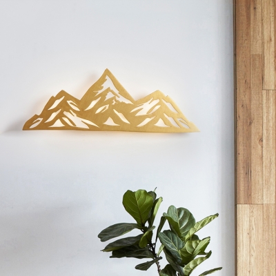 Art Deco Mountain Wall Light Wood Beige/Gold LED Sconce Light with Warm Lighting for Adult Bedroom