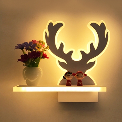 Acrylic LED Wall Light with Shelf Living Room Bedroom Modern Style Sconce Light in White Finish