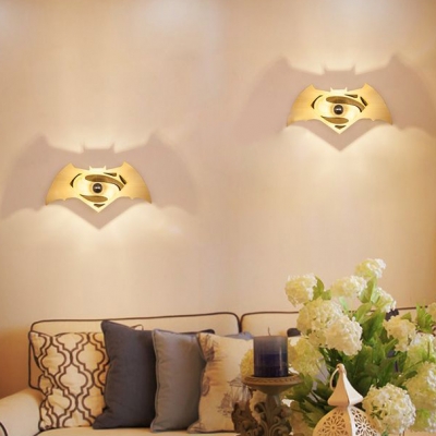 Cartoon Cool Bat Wall Light Wood Warm Lighting LED Wall Lamp for Living Room Child Bedroom