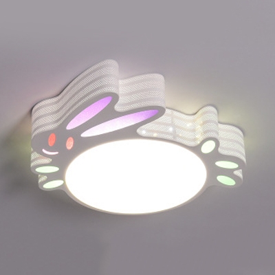 Acrylic Bird/Panda/Rabbit Flush Ceiling Light Kid Bedroom Modern Lovely Ceiling Lamp with White Lighting