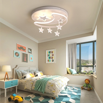 Acrylic Starry LED Flush Ceiling Light Fashion White Ceiling Lamp in Warm/White for Game Room