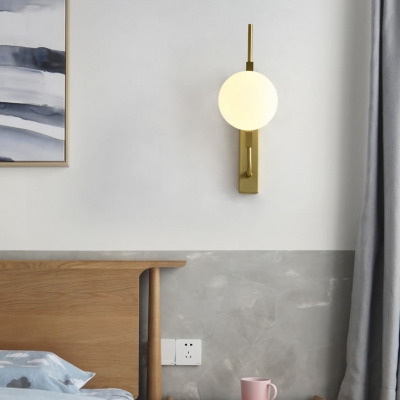 Amber/Smoke/White Glass Orb Wall Lighting Post Modern 1 Light Wall Lamp in Gold Finish