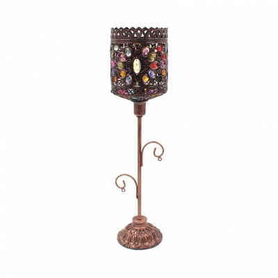 Cylinder/Dome Restaurant Desk Light Metal 1 Light Moroccan Style Table Lamp with Colorful Beads