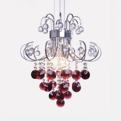 Dining Table Grape Chandelier with Clear & Purple Crystal Metal Royal Chrome Hanging Light