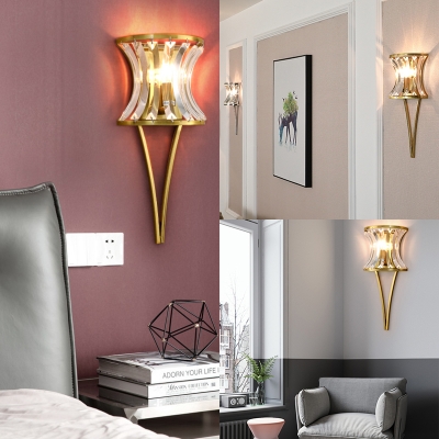 Elegant Style Gold Wall Light Candle 1 Bulb Glittering Crystal Sconce Light for Bedside Mirror