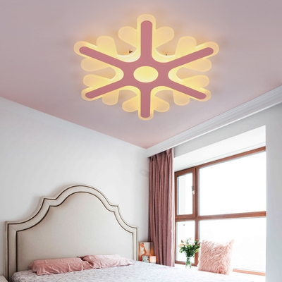 Macron Loft Snowflake Ceiling Mount Light Acrylic LED Flush Light in Blue/Pink for Nursing Room