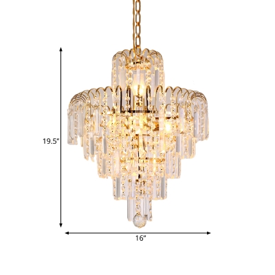 Metal Fireworks Pendant Light Luxurious Style Chandelier in Gold with Glamorous Crystal for Hotel