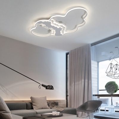 Modern Abstract Shaped Ceiling Mount Light Metal White LED Flush Light with Warm/White Lighting for Kid Bedroom