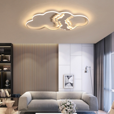 Modern Abstract Shaped Ceiling Mount Light Metal White LED Flush Light with Warm/White Lighting for Kid Bedroom
