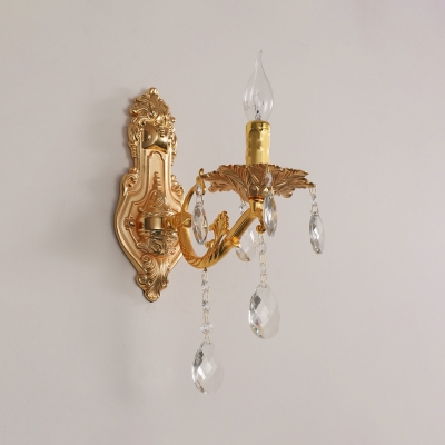 Resin Candle Sconce Light Bedroom Hallway 1/2 Lights Elegant Style Wall Lamp in Gold Finish