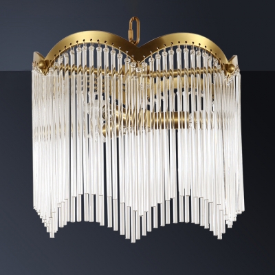 Study Room Round Hanging Light with Crystal Deco Metal 3/6 Lights Elegant Style Gold Chandelier