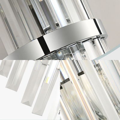 2 Lights LED Wall Light Modern Style Linear Clear Crystal Wall Lamp in Chrome for Bathroom Kitchen