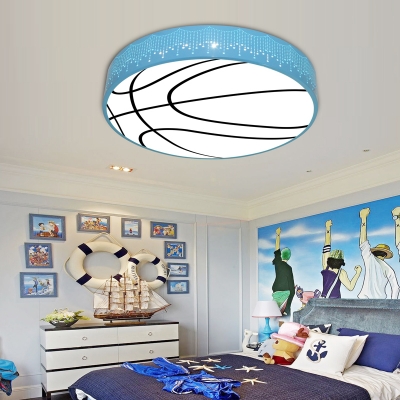 Acrylic Soccer LED Flush Ceiling Light Sport Third Gear/White Ceiling Lamp in Blue/Pink/White for Dining Room