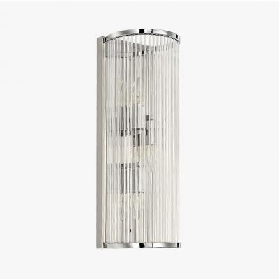 Candle Bedroom LED Wall Light with Cylinder Shade Clear Glass 3 Lights Contemporary Wall Lamp in Chrome