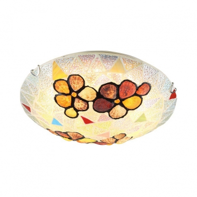 

Colorful Flower Ceiling Mount Light Tiffany Simple Glass Shell Flush Light for Kitchen Bedroom, HL540178