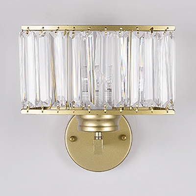 Contemporary Rectangle LED Wall Light Metal Gold Sconce Light with Clear Crystal for Porch Balcony