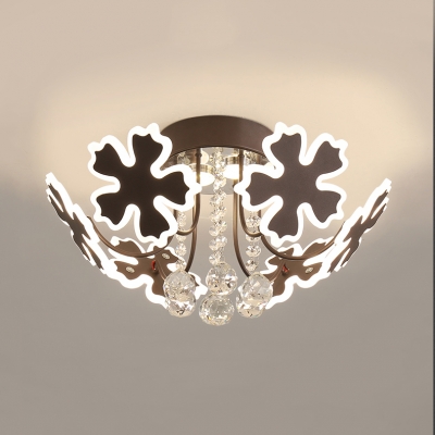 Living Room Petal Semi Flush Ceiling Light with Crystal Ball Metal 6/8 Heads Modern Coffee/Gold Ceiling Fixture