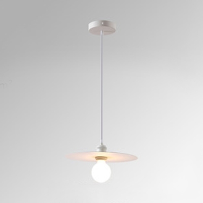Macaron Disc Hanging Light for Cafe Restaurant Metal Sheet 1-light Pendant Lamp in Multi Colors