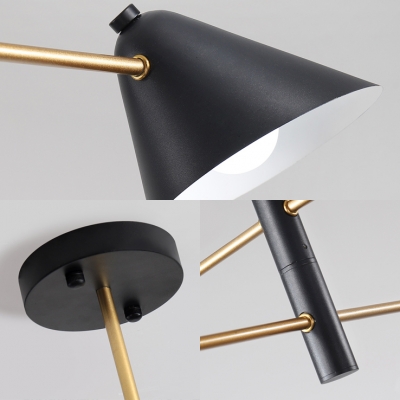 Metal Conical Shade Pendant Light 4/6/8 Lights Contemporary Chandelier in Black for Restaurant