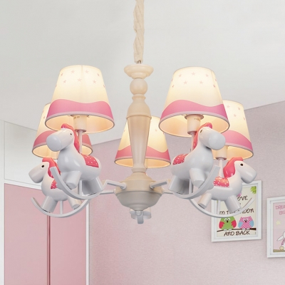 Modern Stylish Horse Pendant Lamp 5/6 Lights Metal Chandelier in Blue for Bedroom Kindergarten