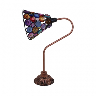 Moroccan Flared/Globe Desk Light Metal 1 Bulb Copper Table Light with Colorful Crystal for Office