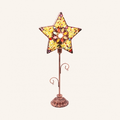 Multi-Color Star Table Light One Light Moroccan Style Metal Table Lamp for Kid Bedroom