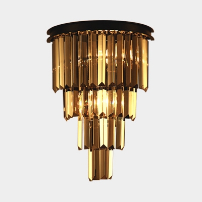 Postmodern Cone Shape Wall Light Amber/Clear/Smoke Crystal Sconce Light for Bedroom Stair