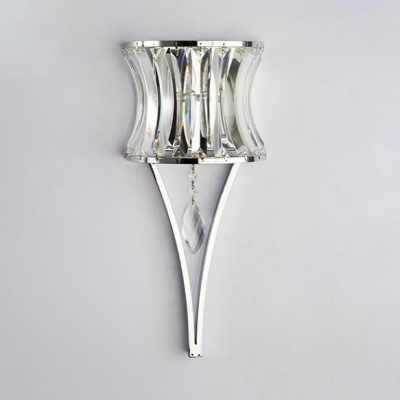 Romantic Curved Shade Wall Sconce Metal One Head Chrome Wall Lamp for Dining Room Bedroom
