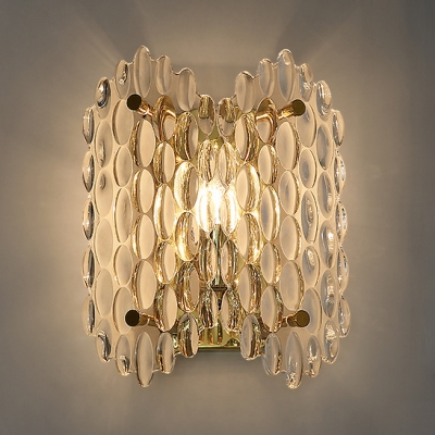 Rotatable 1 Light Dot Wall Light Modern Stylish Clear Crystal Sconce Lamp in Gold for Bedroom
