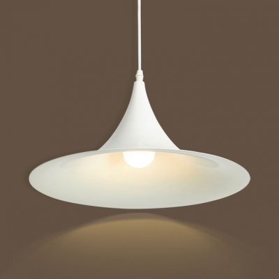 Single Light Flared Pendant Lighting Modern Metal Shade 1 Head Hanging Lamp in Red/White/Yellow