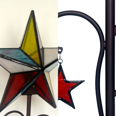 Stained Glass Star Desk Light 1 Bulb Tiffany Traditional Table Light for Cafe Dining Table