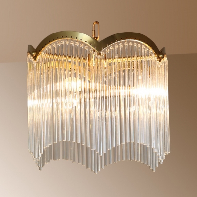 Study Room Round Hanging Light with Crystal Deco Metal 3/6 Lights Elegant Style Gold Chandelier