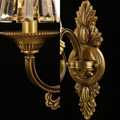 1 Bulb Tapered Shade Wall Light Traditional Style Metal Sconce Light in Gold for Villa Porch