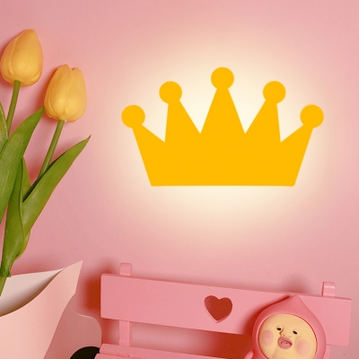 Cute Cartoon Crown Wall Lamp Metal LED Sconce Light with Warm Lighting for Child Bedside