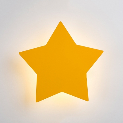 Kids Star LED Wall Light Wood Sconce Lamp in Blue/Beige/White/Yellow for Girls Bedroom Game Room