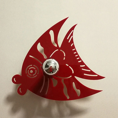 Fish Stair Child Bedroom Wall Sconce Metal Cartoon LED Sconce Light in Black/Red Finish