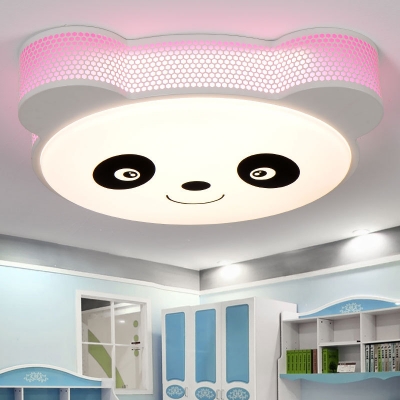 Animal Black/Blue/Pink Ceiling Mount Light Panda Acrylic Third Gear/White Lighting Flush Light for Teen