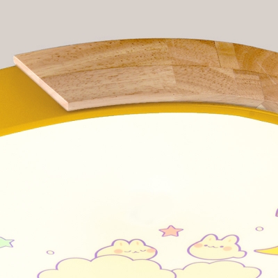 Crescent Cloud Child Bedroom Flush Mount Light Acrylic Kids LED Ceiling Fixture in Pink/Yellow
