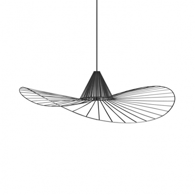 Metal Caged Hat Hanging Pendant Light Modern Single Light Suspension Lamp in Black
