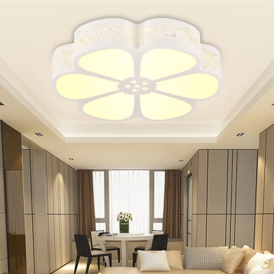 Romantic Petal LED Ceiling Mount Light Metal Acrylic Flush Light with White Lighting for Girls Bedroom